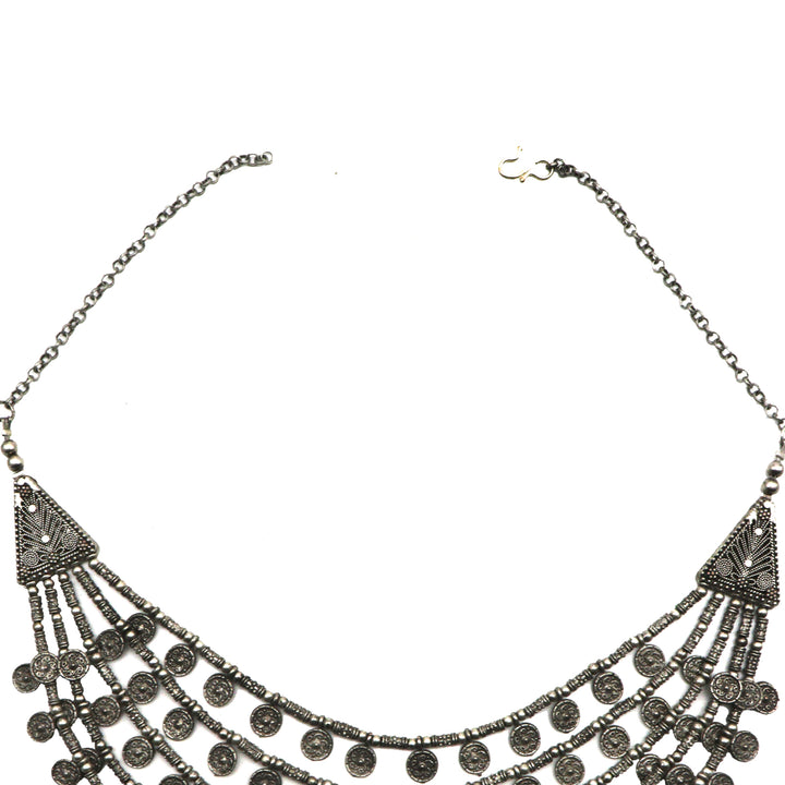 Teejh Ksheya Layered Silver Oxidised Necklace