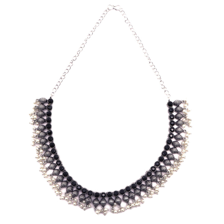 Teejh Pihu Black Stone Choker Necklace Set