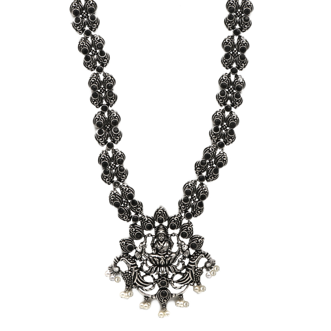 Teejh Odika Black Stone Temple Work Necklace Set