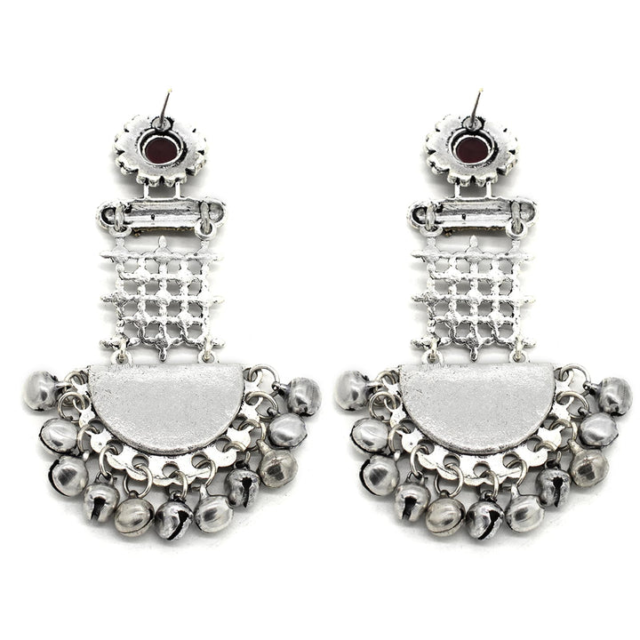 Geometric Red Dual Tone Earrings - Teejh