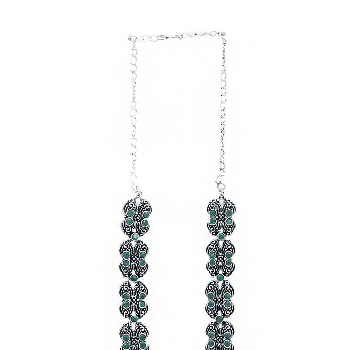 Teejh Rachita Green Stone Temple Work Necklace Set
