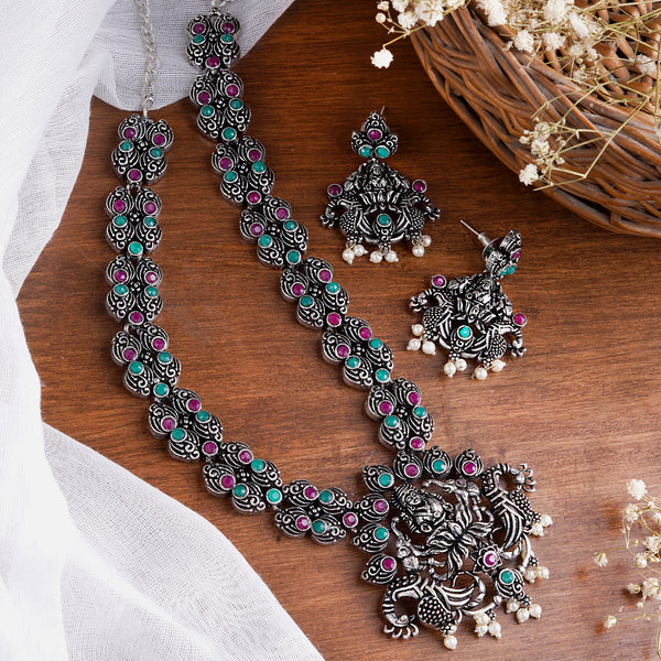 Teejh Ridhi Multi Colored Temple Work Necklace Set