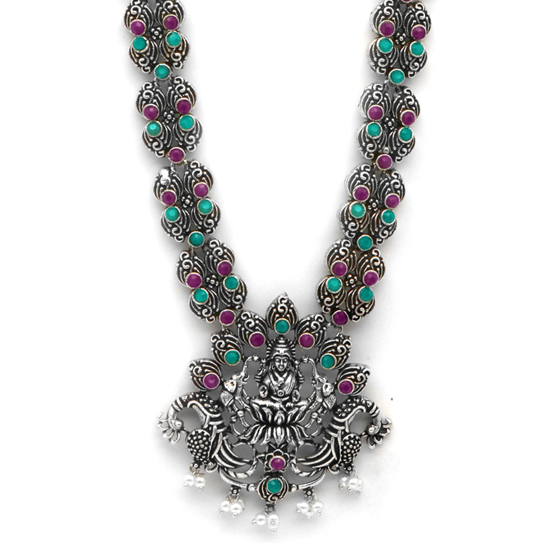 Teejh Ridhi Multi Colored Temple Work Necklace Set