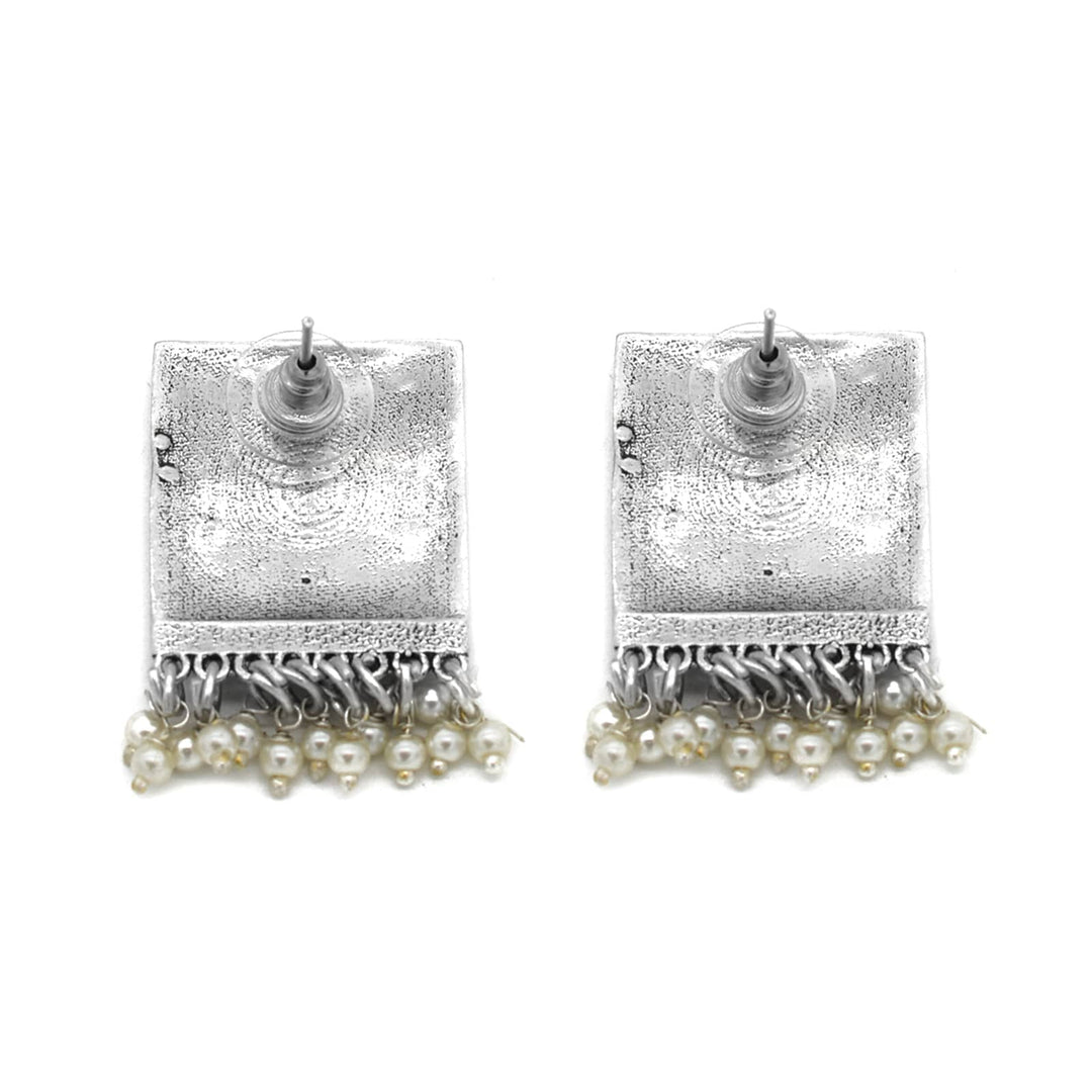 Miniature Black Enamel Silver Earrings - Teejh