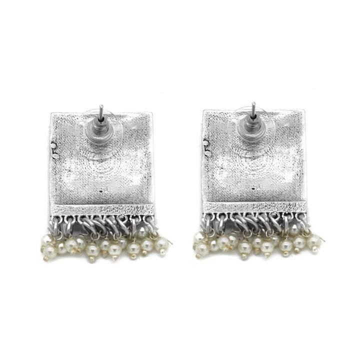 Miniature Black Enamel Silver Earrings - Teejh