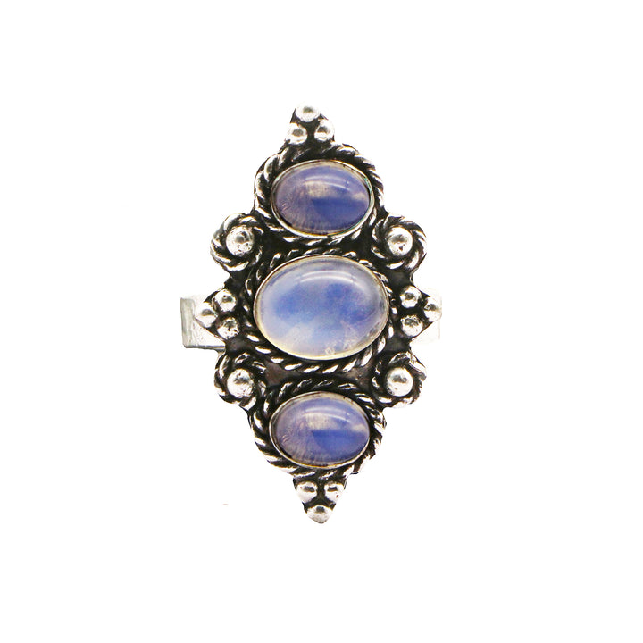 Veena White Silver Oxidized Ring