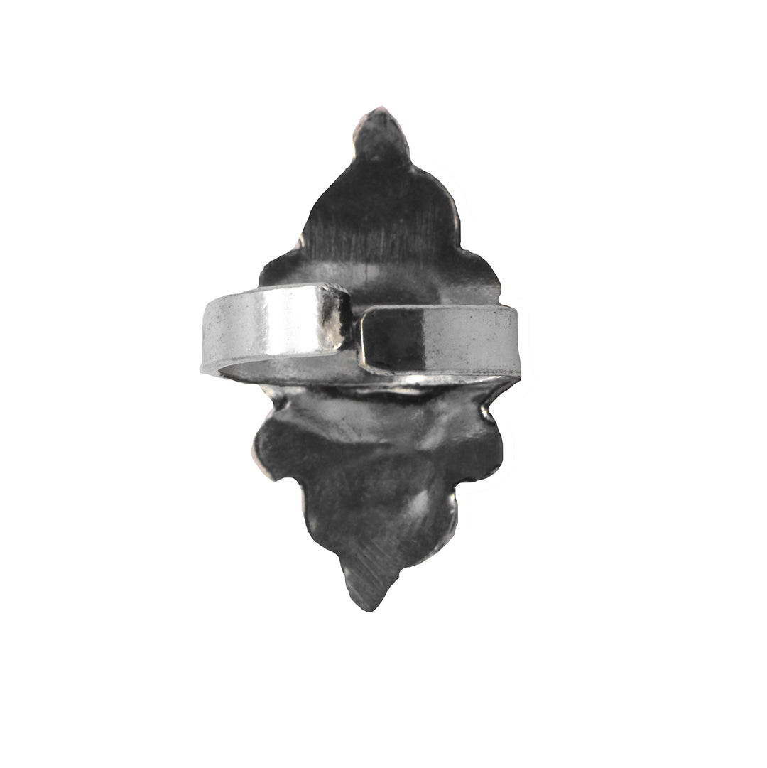 Veena White Silver Oxidized Ring
