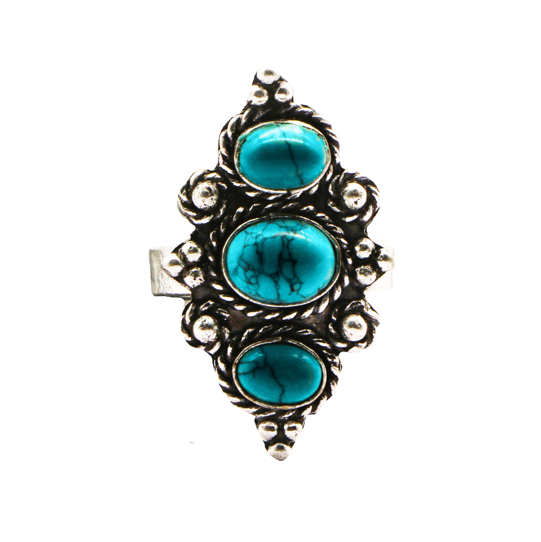Veena Turquoise Silver Oxidized Ring