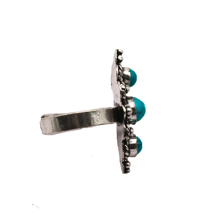 Veena Turquoise Silver Oxidized Ring