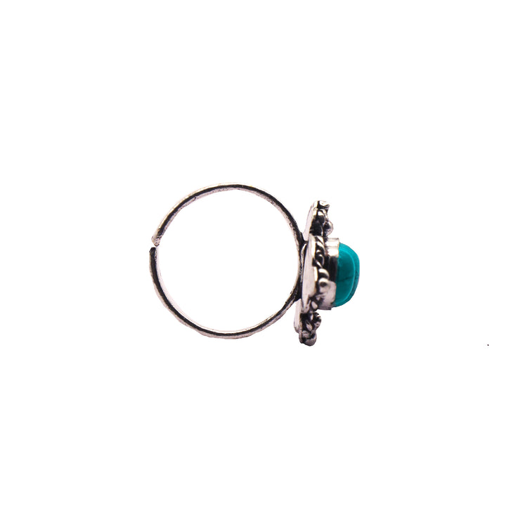 Veena Turquoise Silver Oxidized Ring