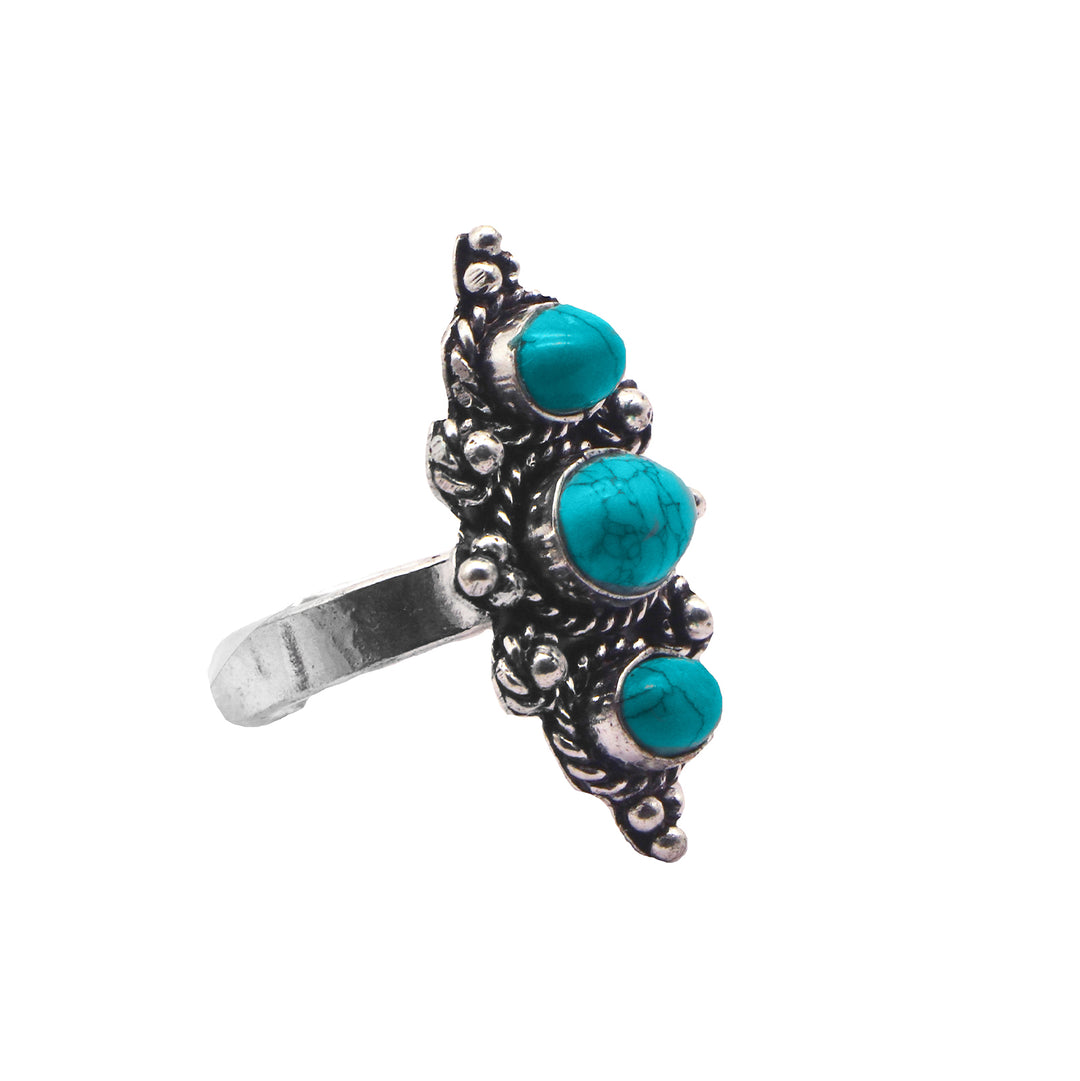 Veena Turquoise Silver Oxidized Ring