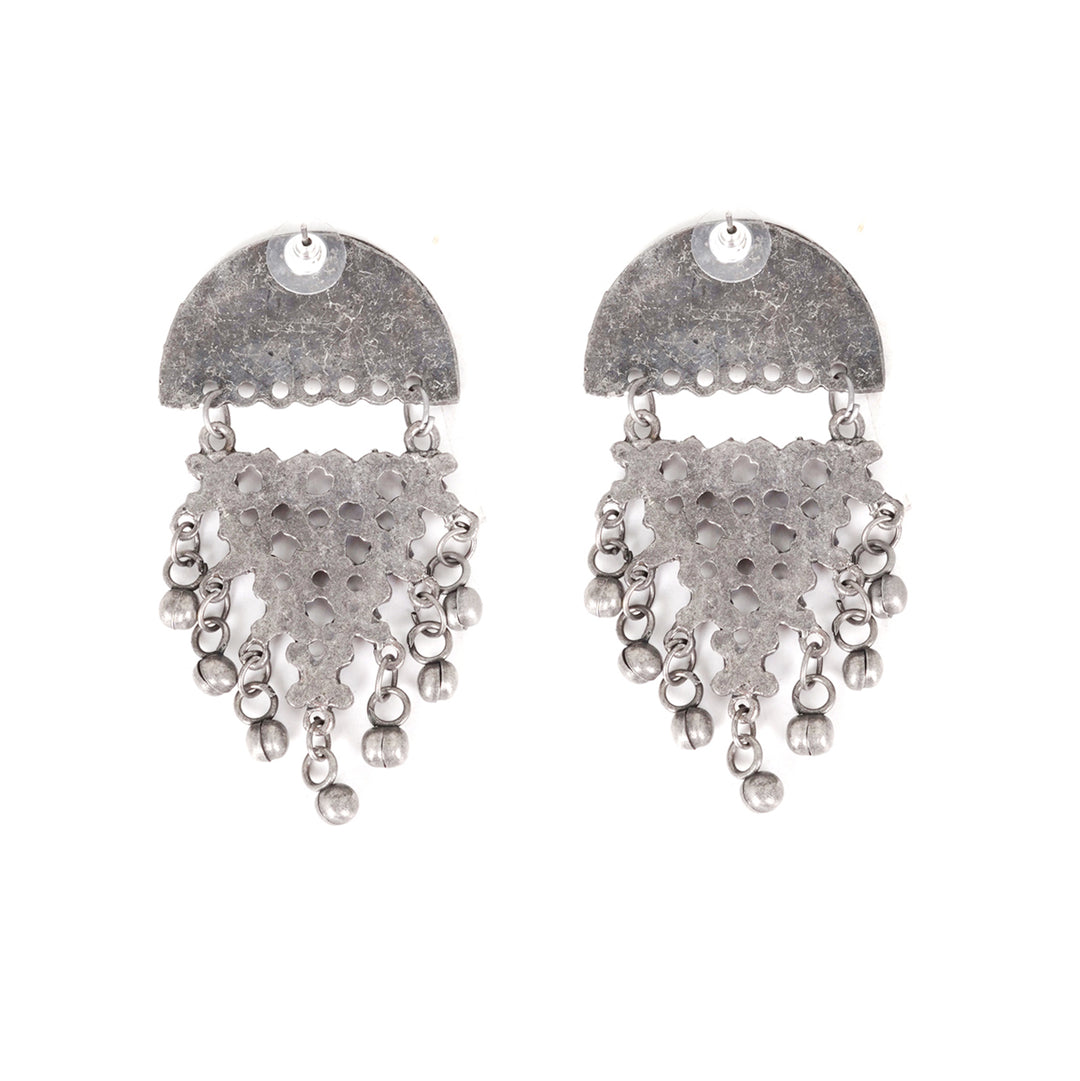 Teejh Arnika Antique Silver Polish Ghungroo Earrings