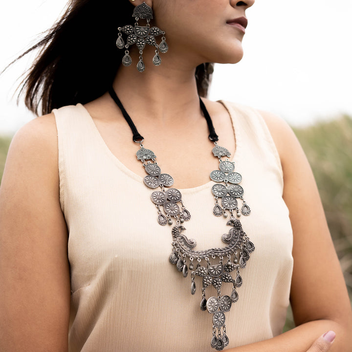 Teejh Dira Antique Silver Polish Necklace Set