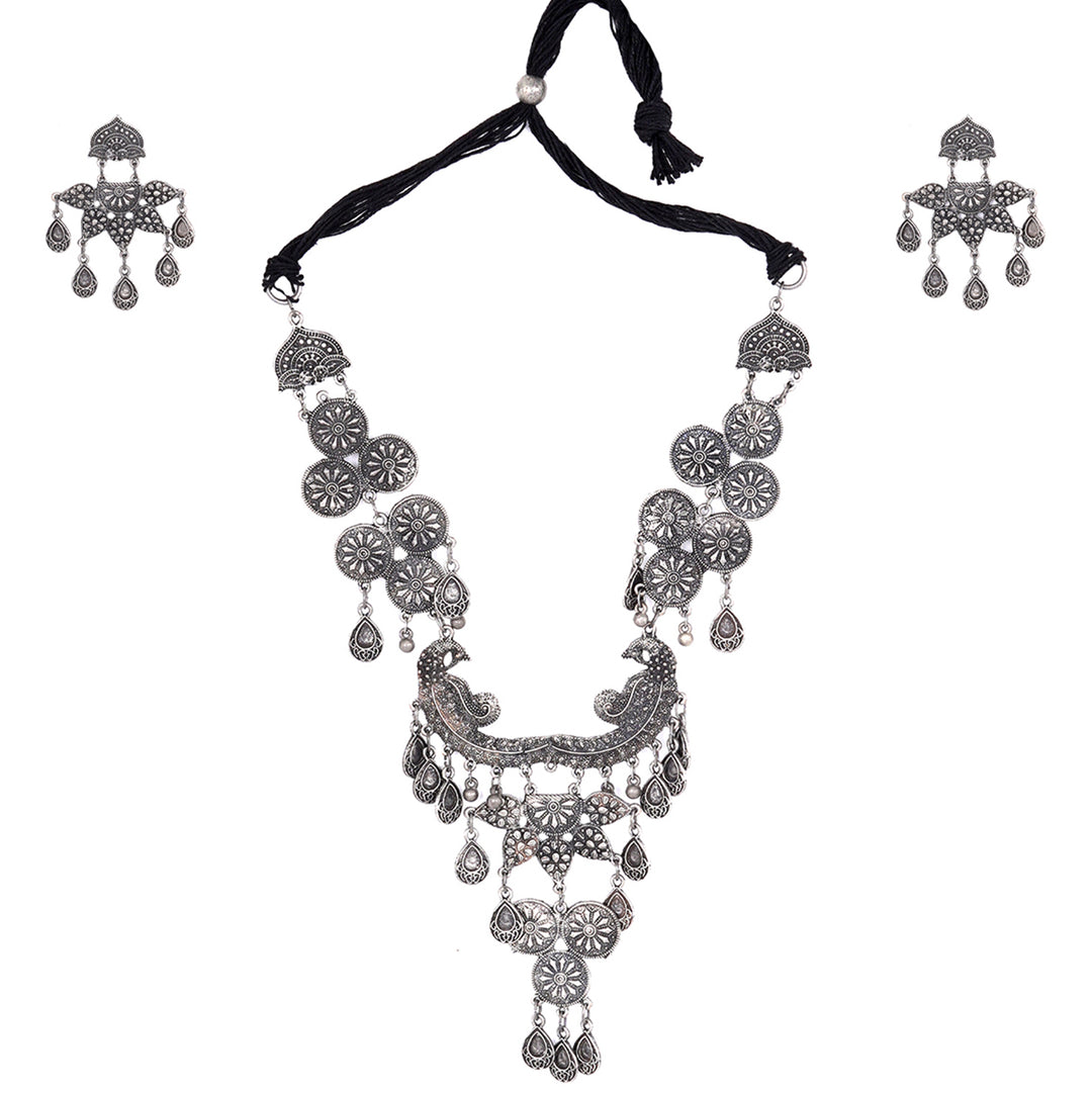 Teejh Dira Antique Silver Polish Necklace Set
