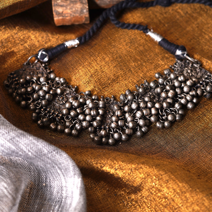 Teejh Shrika Antique Silver Polish Choker Necklace