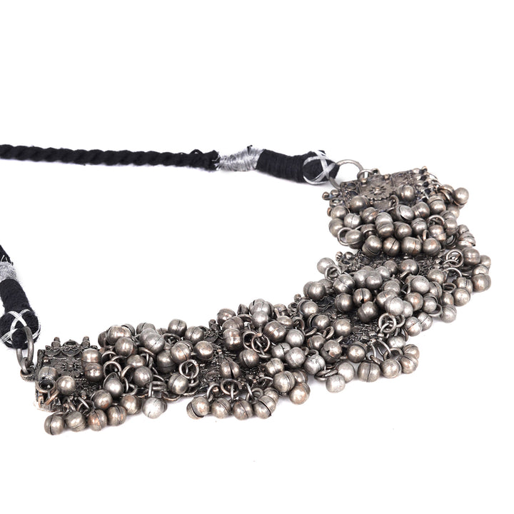 Teejh Shrika Antique Silver Polish Choker Necklace