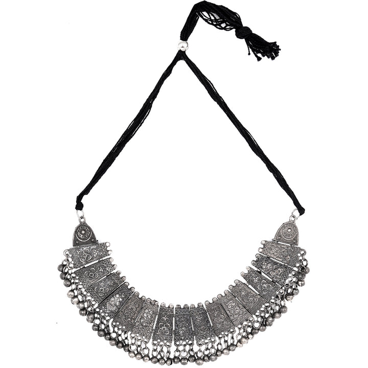Teejh Mihira Silver Oxidised Choker Necklace Set