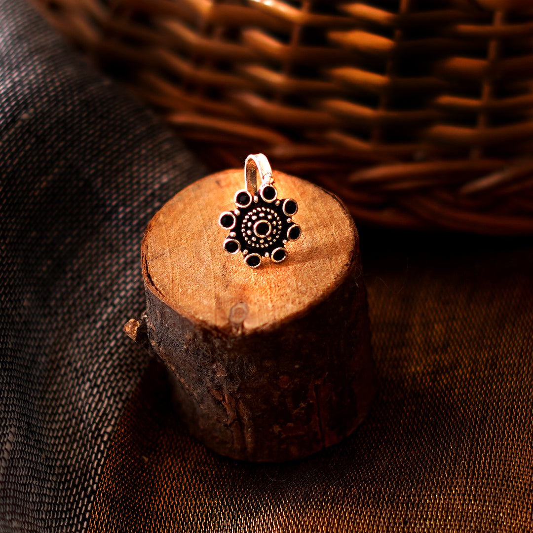 Teejh Aagamya Black Stone Silver Oxidised Nose Pin