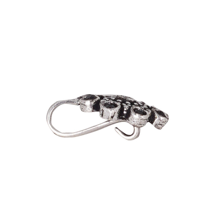 Teejh Aagamya Black Stone Silver Oxidised Nose Pin