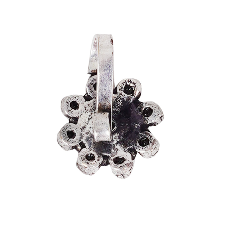 Teejh Aagamya Black Stone Silver Oxidised Nose Pin