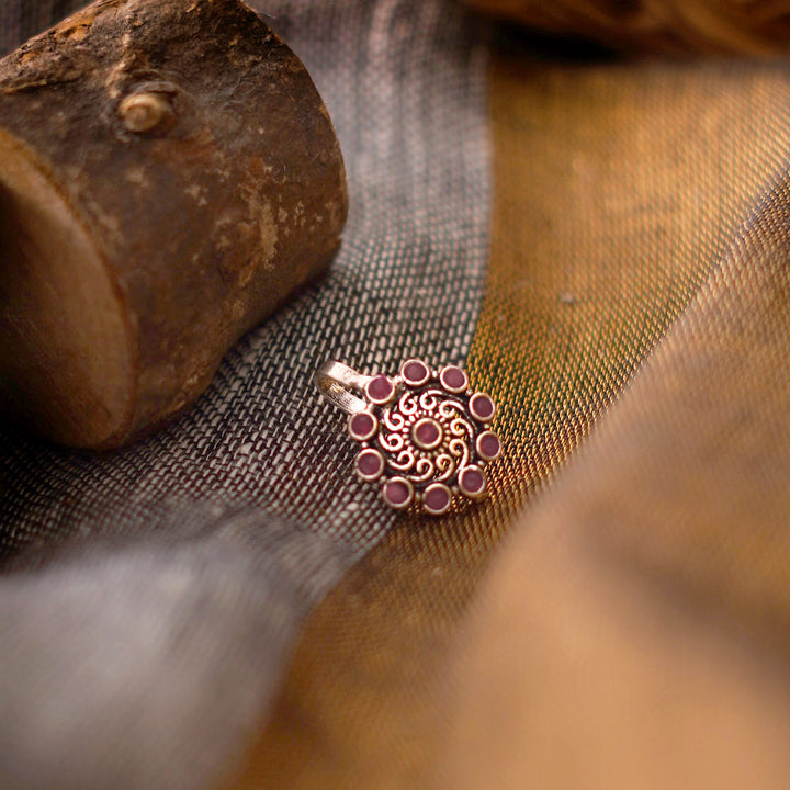 Teejh Soumya Red Stone Nose Pin