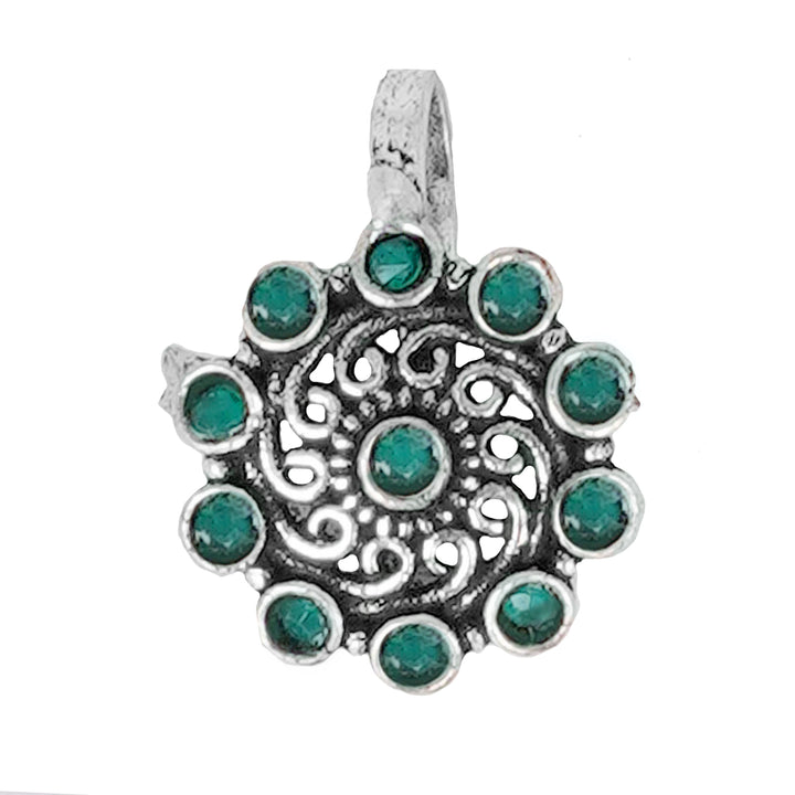 Teejh Soumya Green Stone Nose Pin