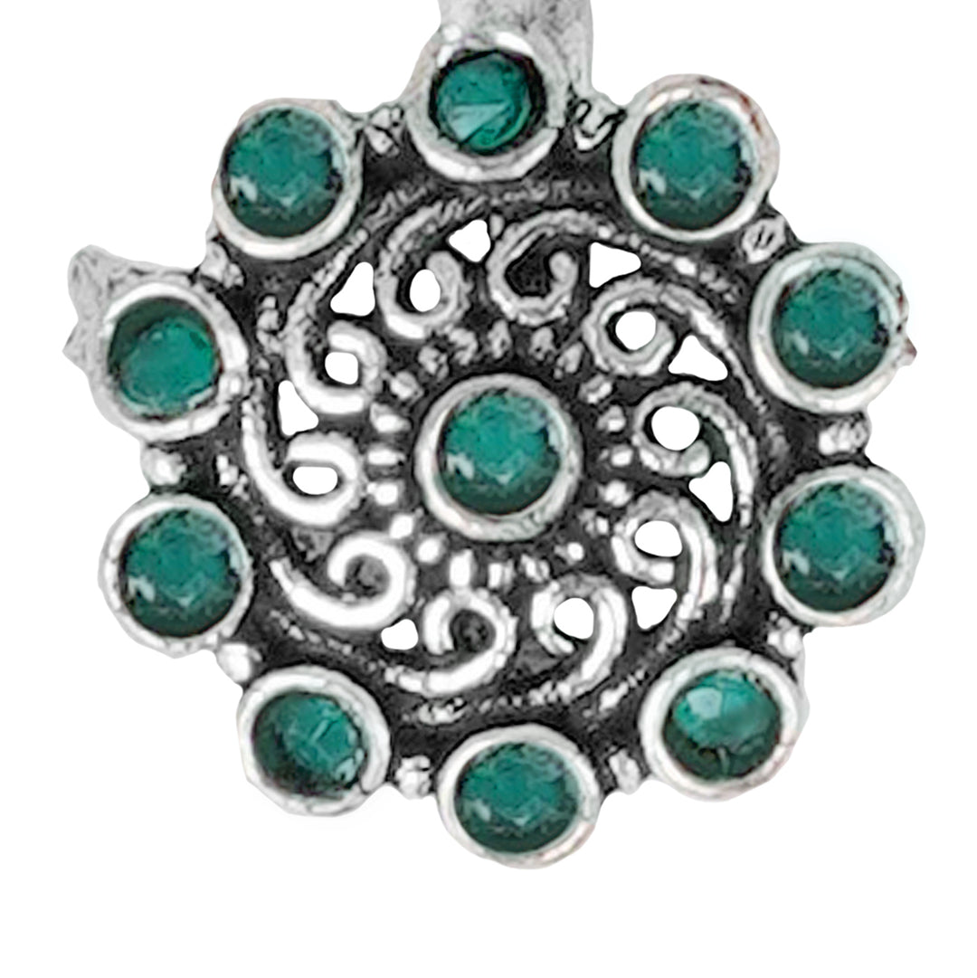 Teejh Soumya Green Stone Nose Pin