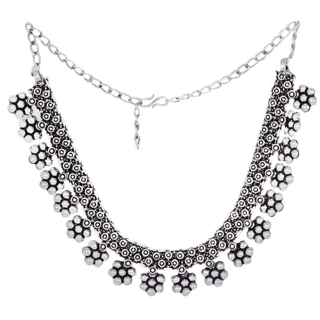 Teejh Praanvi Silver Oxidised Choker Necklace