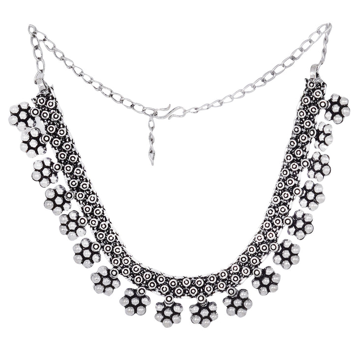Teejh Praanvi Silver Oxidised Choker Necklace