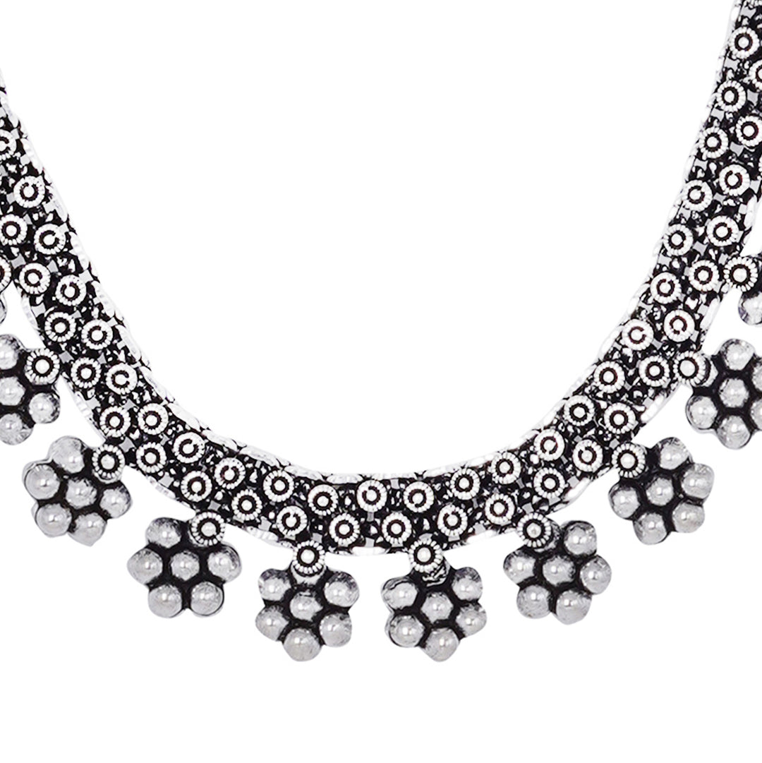 Teejh Praanvi Silver Oxidised Choker Necklace