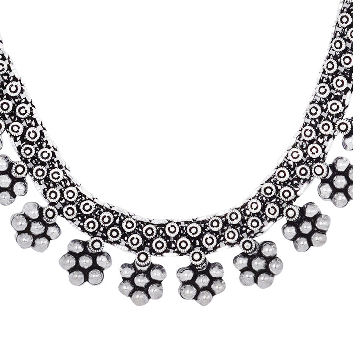 Teejh Praanvi Silver Oxidised Choker Necklace