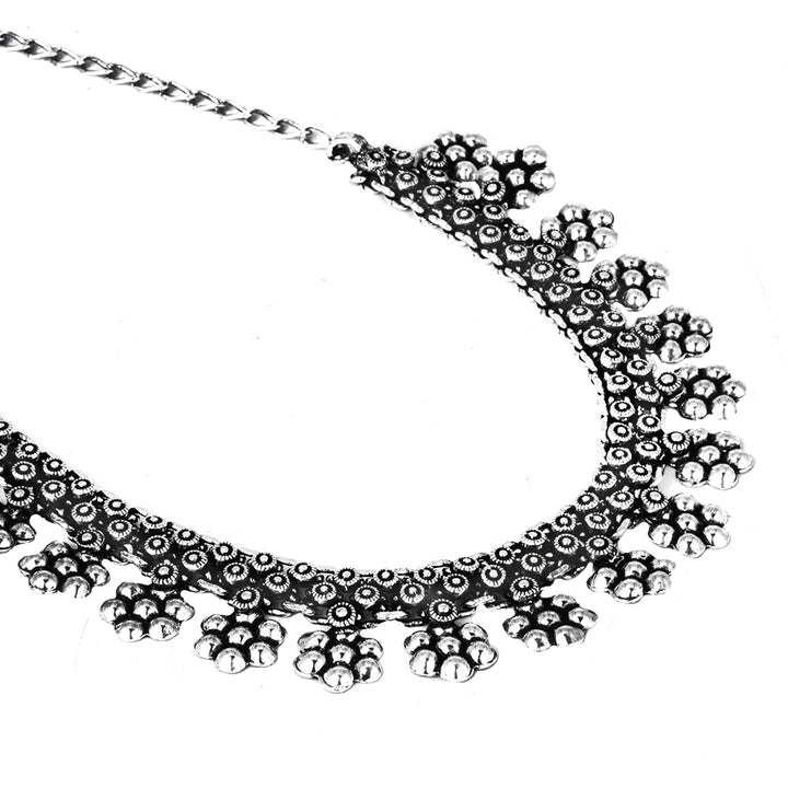 Teejh Praanvi Silver Oxidised Choker Necklace