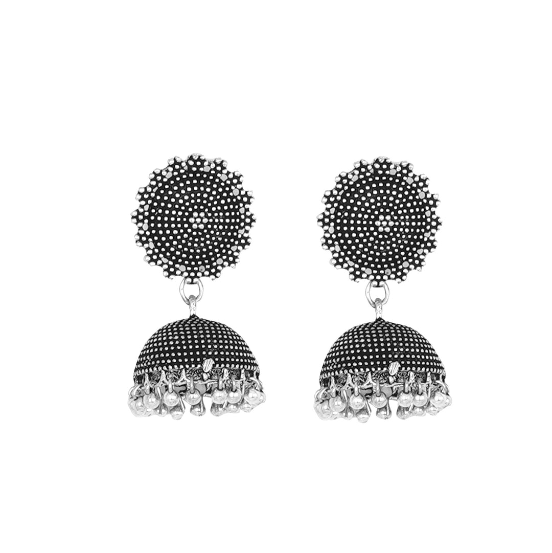 Teejh Rigvedita Floral Silver Oxidised Jhumki