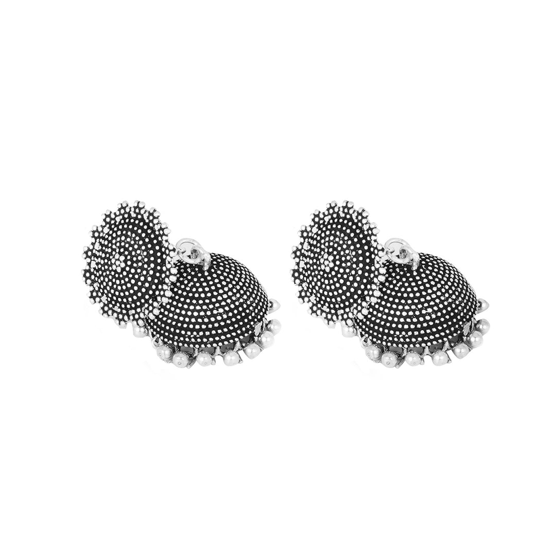 Teejh Rigvedita Floral Silver Oxidised Jhumki