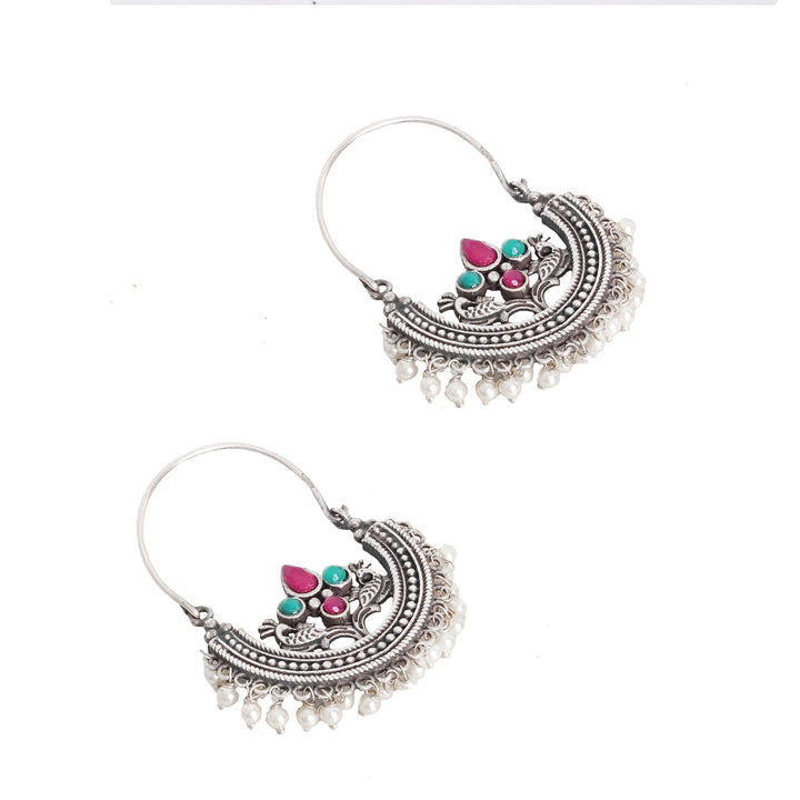 Teejh Saara Floral Multicolored Hoop Earrings