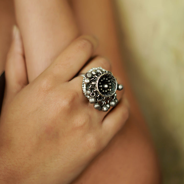 Teejh Riona Ghungroo Antique Silver Ring