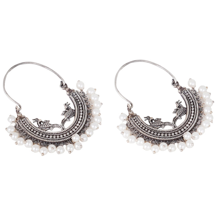 Teejh Sumeda Silver Oxidised Hoop Earring