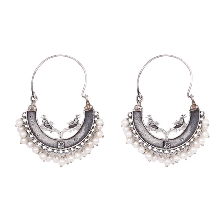 Teejh Sumeda Silver Oxidised Hoop Earring