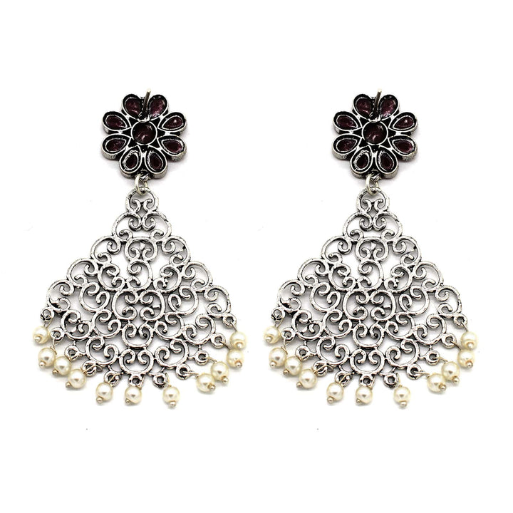 Jali Red Filigree Pearl Earrings - Teejh