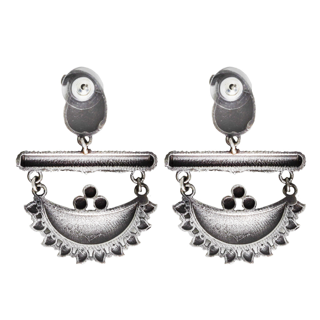 Teejh Anushka Half Moon Silver Oxidised Earrings