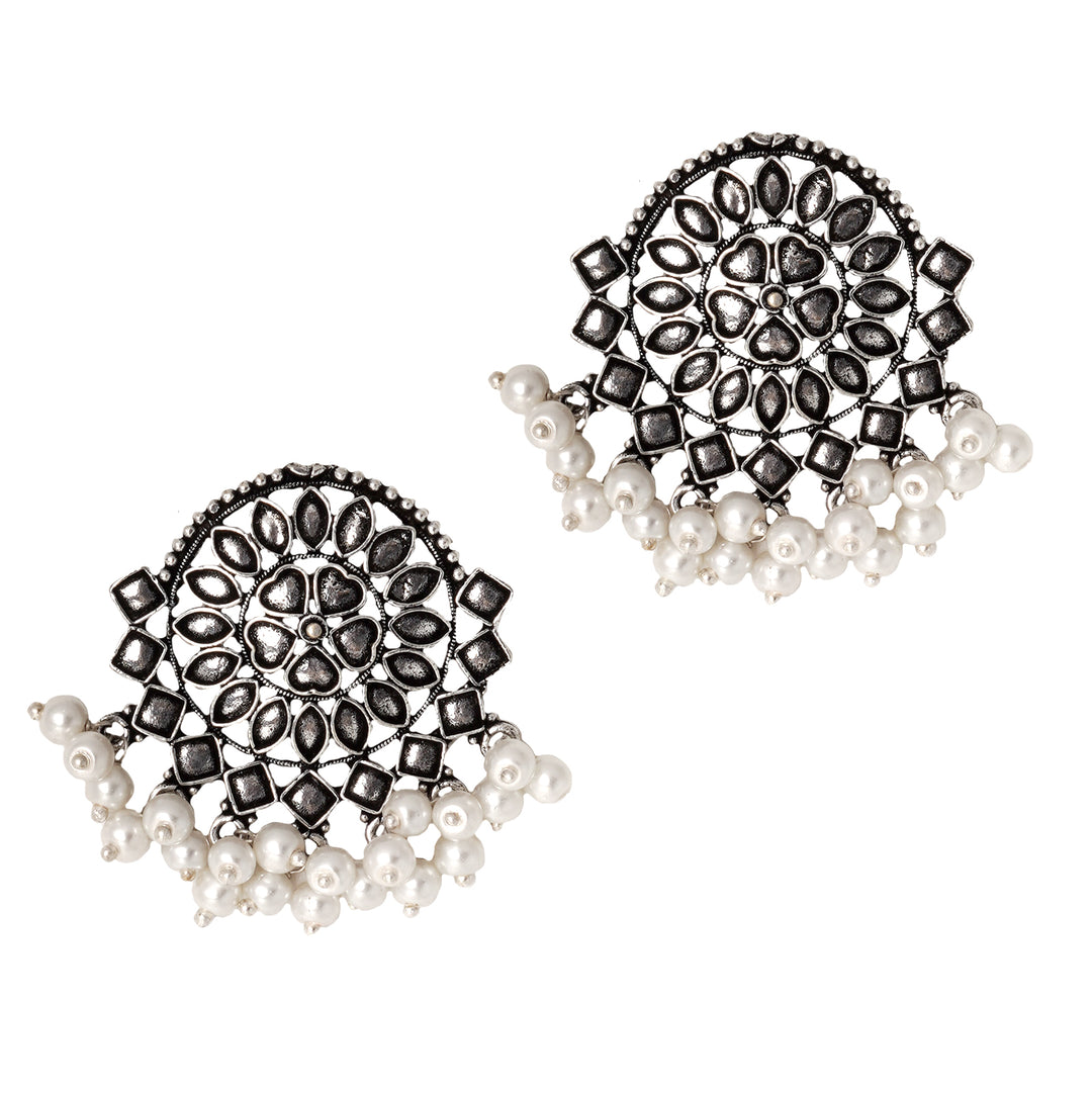 Teejh Laasya Silver Oxidised Necklace Set