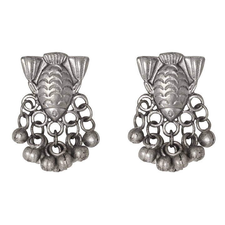 Teejh Meen Silver Oxidised Necklace Set