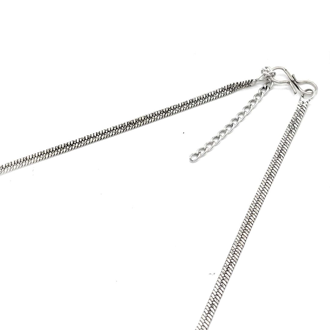 Ekladh Green Stone Silver Pearl Necklace Set - Teejh