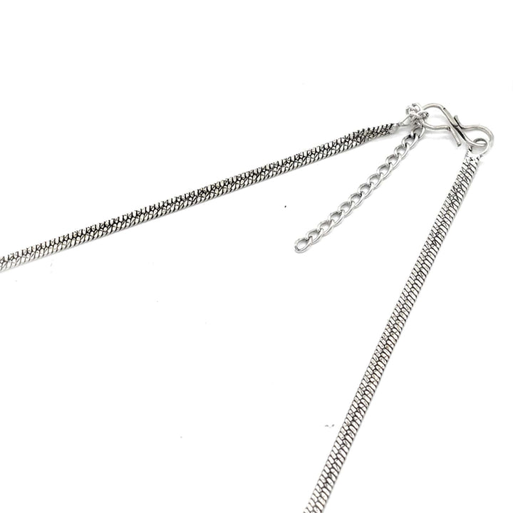 Ekladh Green Stone Silver Pearl Necklace Set - Teejh