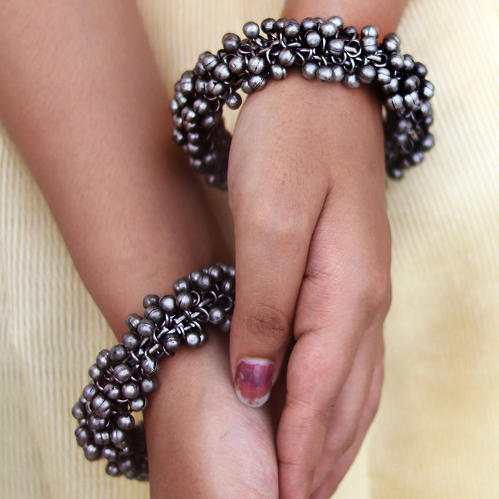 Teejh Gunjan Ghungroo Silver Oxidised Bangle