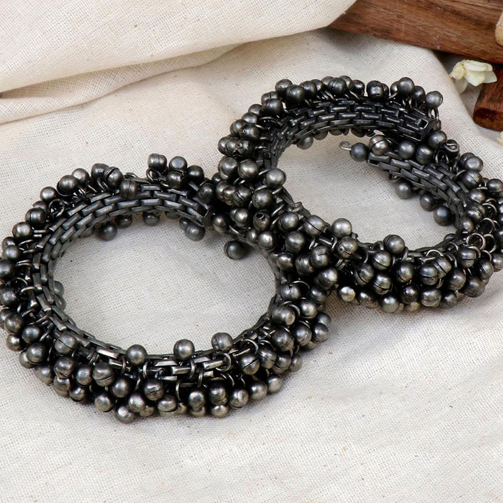 Teejh Gunjan Ghungroo Silver Oxidised Bangle