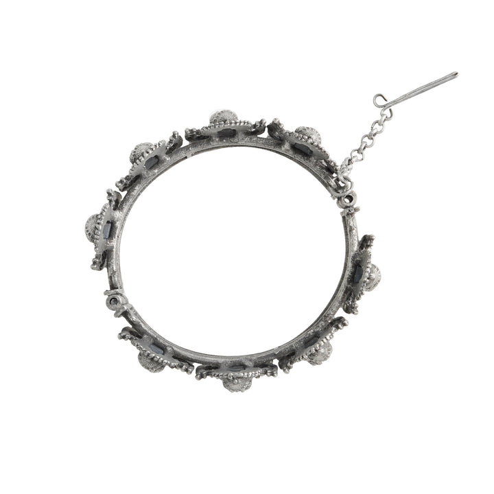 Teejh Sudha Red Stone Silver Oxidised Bangle