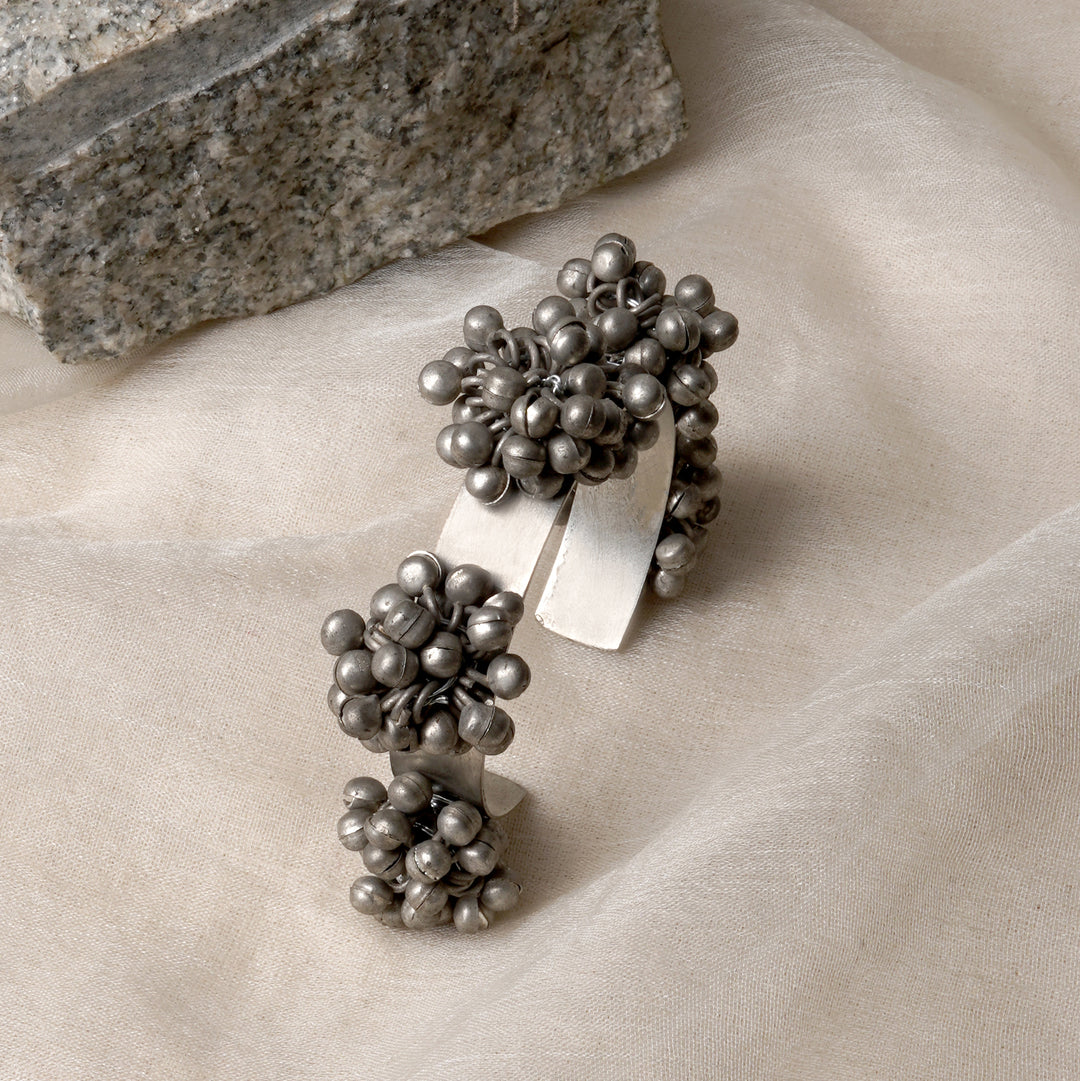 Teejh Chandhini Silver Oxidised Ghungroo Bracelet