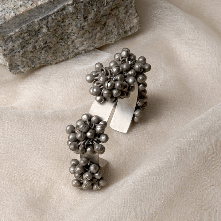 Teejh Chandhini Silver Oxidised Ghungroo Bracelet