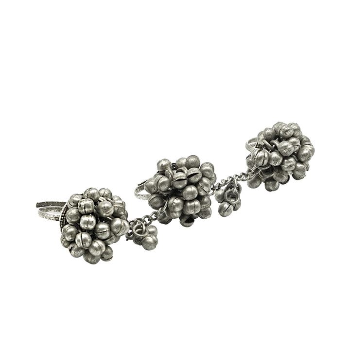 Teejh Chasmum Ghungroo Silver Oxidised Ghungroo Ring